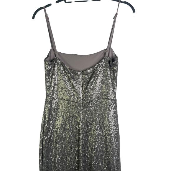 NWT Nookie Europa Pewter Silver Sequined Maxi Formal Dress Slit Large Event L - Picture 6 of 13